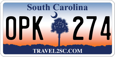 SC license plate OPK274