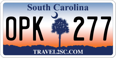 SC license plate OPK277