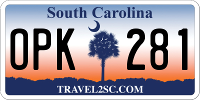 SC license plate OPK281