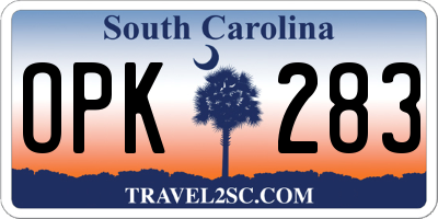 SC license plate OPK283