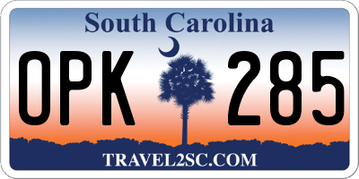 SC license plate OPK285