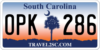 SC license plate OPK286