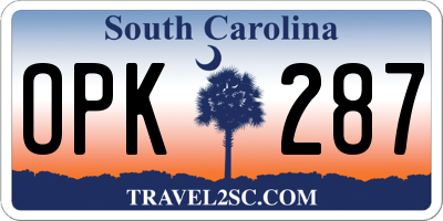 SC license plate OPK287