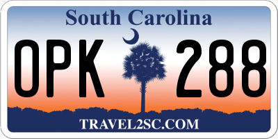 SC license plate OPK288