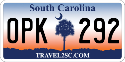 SC license plate OPK292