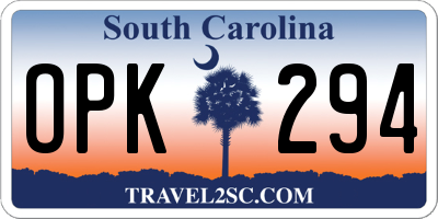SC license plate OPK294