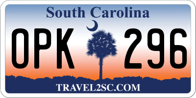 SC license plate OPK296