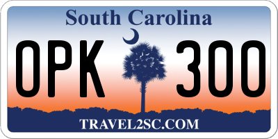 SC license plate OPK300