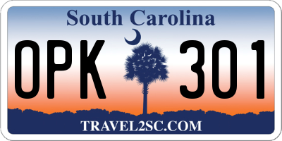 SC license plate OPK301
