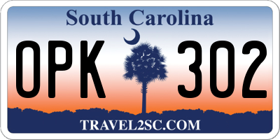 SC license plate OPK302
