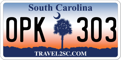 SC license plate OPK303