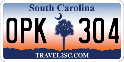 SC license plate OPK304