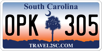 SC license plate OPK305