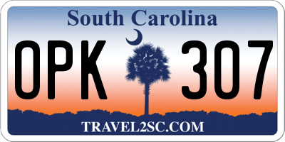 SC license plate OPK307