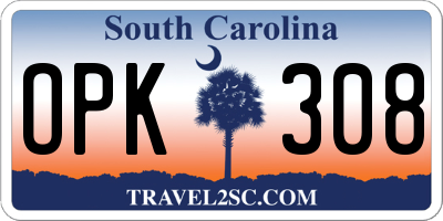 SC license plate OPK308