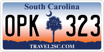 SC license plate OPK323
