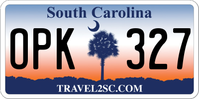 SC license plate OPK327