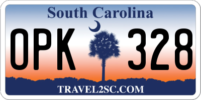 SC license plate OPK328
