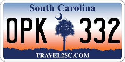 SC license plate OPK332