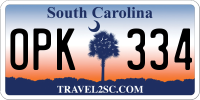 SC license plate OPK334