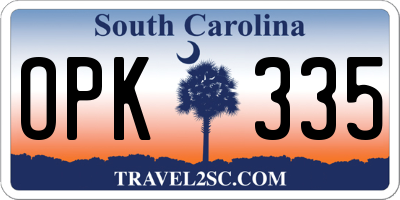SC license plate OPK335