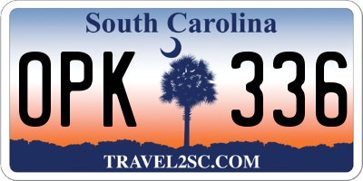 SC license plate OPK336