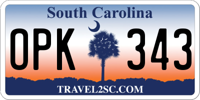 SC license plate OPK343