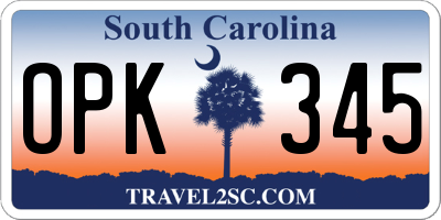 SC license plate OPK345