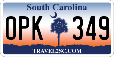 SC license plate OPK349