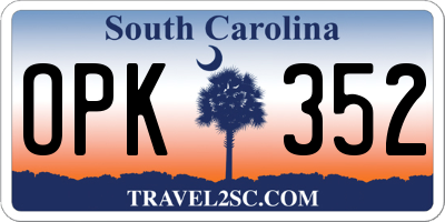 SC license plate OPK352
