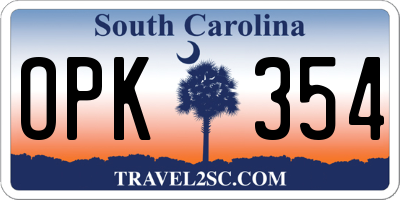 SC license plate OPK354