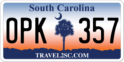 SC license plate OPK357