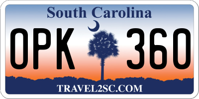 SC license plate OPK360
