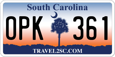 SC license plate OPK361