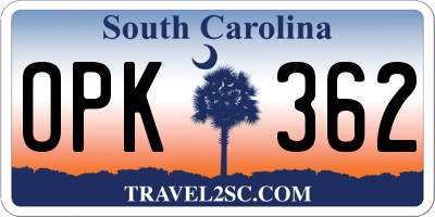 SC license plate OPK362