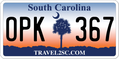 SC license plate OPK367