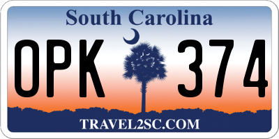 SC license plate OPK374