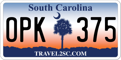 SC license plate OPK375