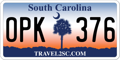 SC license plate OPK376