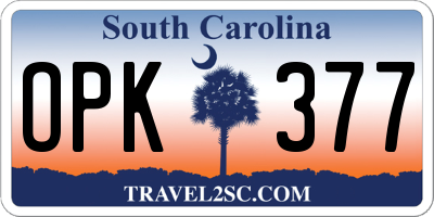 SC license plate OPK377