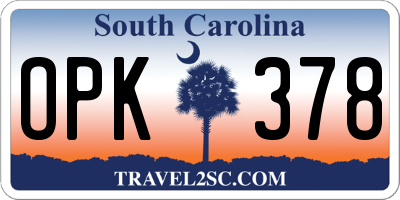 SC license plate OPK378