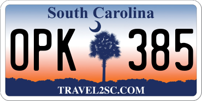 SC license plate OPK385