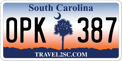 SC license plate OPK387