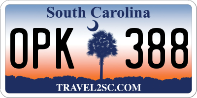 SC license plate OPK388