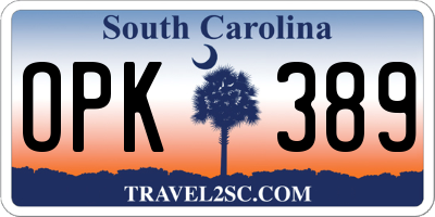 SC license plate OPK389