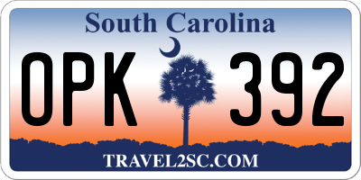 SC license plate OPK392