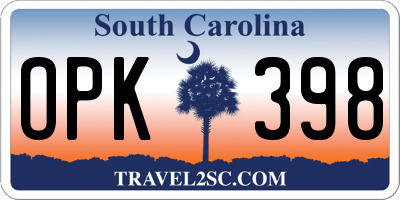 SC license plate OPK398