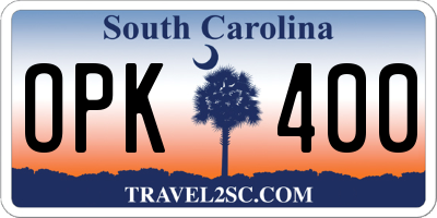 SC license plate OPK400