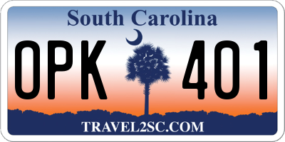SC license plate OPK401