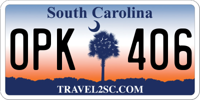 SC license plate OPK406